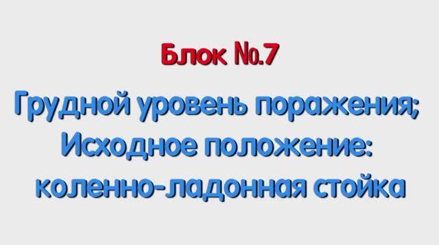 Блок 7 – грудной уровень поражения; исходное положение коленно-ладонная стойка.