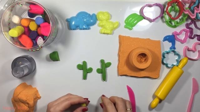 Игра с кинетическим песком + лепим клумбочку и цветы.???? смотреть онлайн