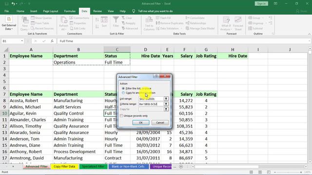 Excel - Advanced Filter