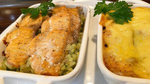 Рыба запеченная с зеленым рисом!  Вкуснее чем в ресторане!