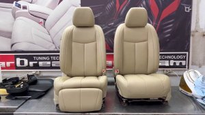 Перетяжка сидений кожей / Nissan Teana 32 / Цвет кожи бежевый оригинал с перфорацией под вентиляцию