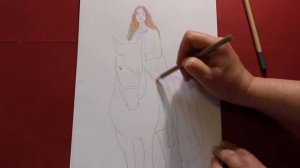 Как нарисовать девушку верхом на коне. How to draw a girl on a horse. Pencil sketch. Girl drawing.