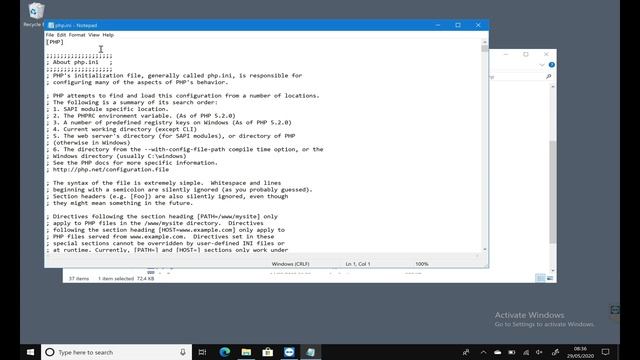 Configure php.ini on Windows for SQLITE