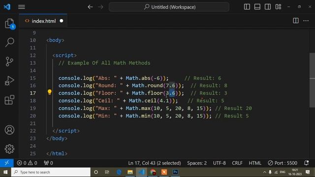 Math.abs(), Math.round(), Math.floor(), Math.ceil(), Math.max(), Math.min() Javascript