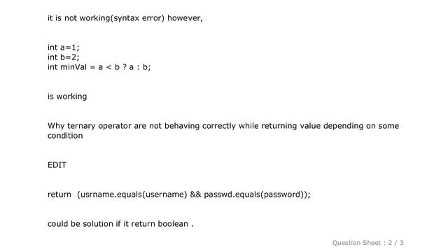 Android : Ternary operator to return value- Java/Android смотреть онлайн