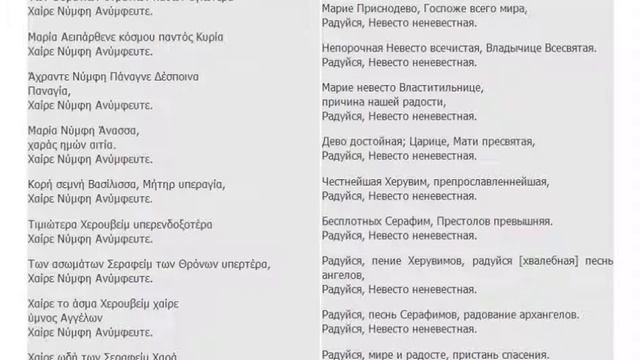 Αγνη Παρφενε Агни Парфене литургический гимн