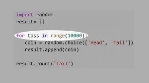 6.4) Python: Loop to Simulate Coin Tosses