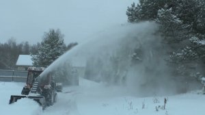 чистка снега самодельным снегоротором и толкателем