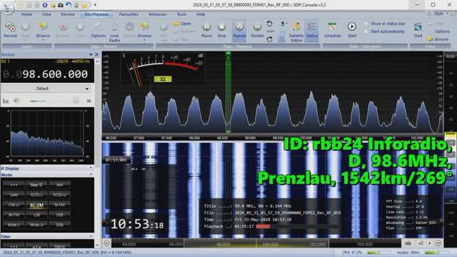 31.05.2024 07:52UTC, [Es], rbb24 Inforadio, Германия, 98.6МГц, 1542км