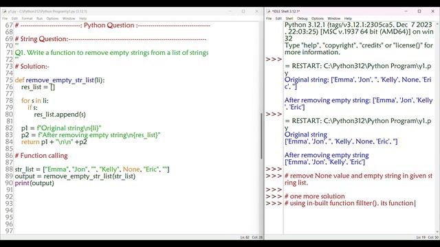 Video 4 : Python Question | Python List, Function, loop, list in-built function | fillter function