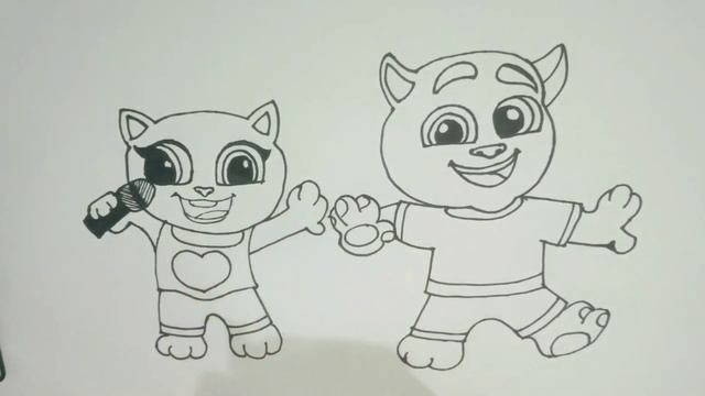 Talking Tom drawing with his friend angela . how to draw with colours.?? смотреть онлайн