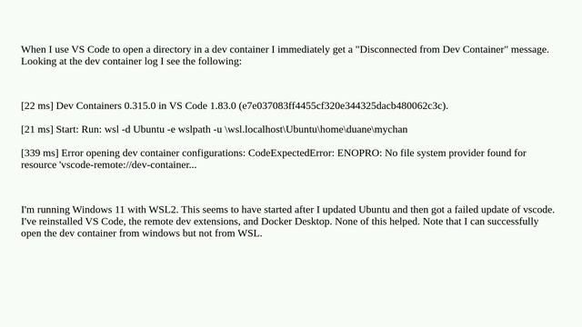 VS Code "Disconnected from Dev Container" - No file system provider found for resource смотреть онлайн