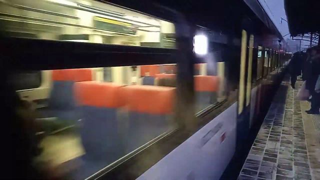 Электропоезд "ЭГ2Тв-028" в снежную погоду на станции "Савёловская" 1 центральных диаметров. смотреть онлайн