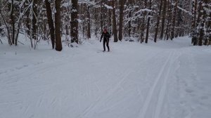 Классический ход на лыжах в подъём. Фрязино. Десятка.