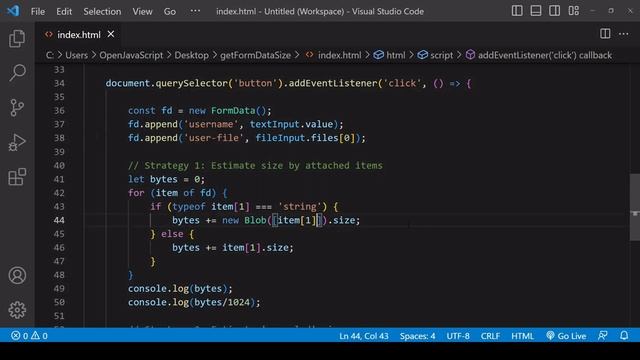 Get FormData Object Size | JavaScript Tutorial
