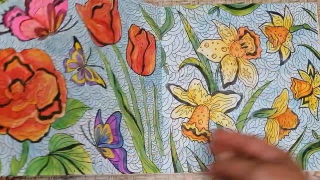 Полностью законченная раскраска "Волшебные цветы" #art #beautiful #hobby
