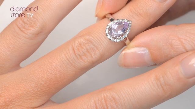 E5288 - Amethyst 1.14ct And Diamond 9K White Gold Ring