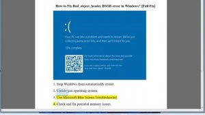 Fix Bad_object_header BSOD error in Windows