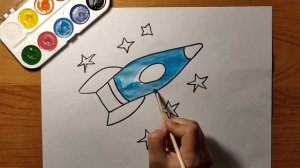 Рисуем РАКЕТУ просто и легко, поэтапно, шаг за шагом