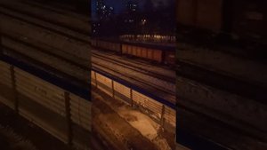 Вечер. Мост через ул.Восточная на Пионерский. Грузовой поезд. Екатеринбург