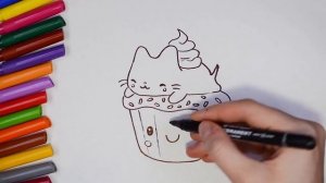 Как рисовать каваи котика кексик.  How to draw kawai cat