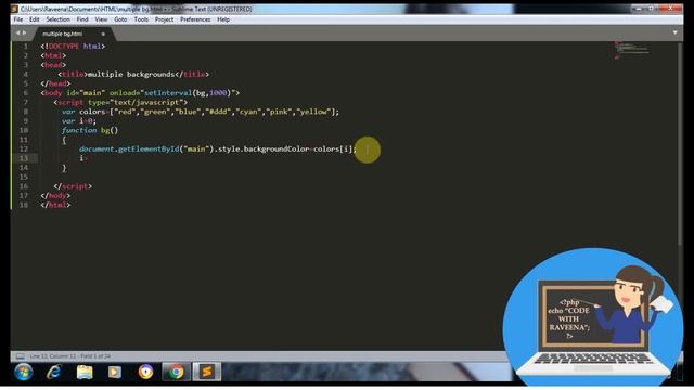 Change Background Color On Load - HTML and Javascript | Code With Raveena