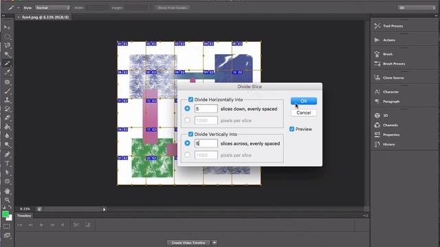 Как автоматически разрезать (разделить) фотографию на равные части в Adobe Photoshop