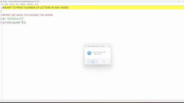 Write a python program TO PRINT NUMBER of alphabets in words ...
