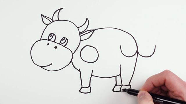 How to turn word COW into cartoon farm animals cow drawing | How to draw a cow!