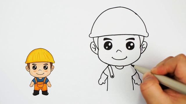 How to draw a cute cartoon worker смотреть онлайн