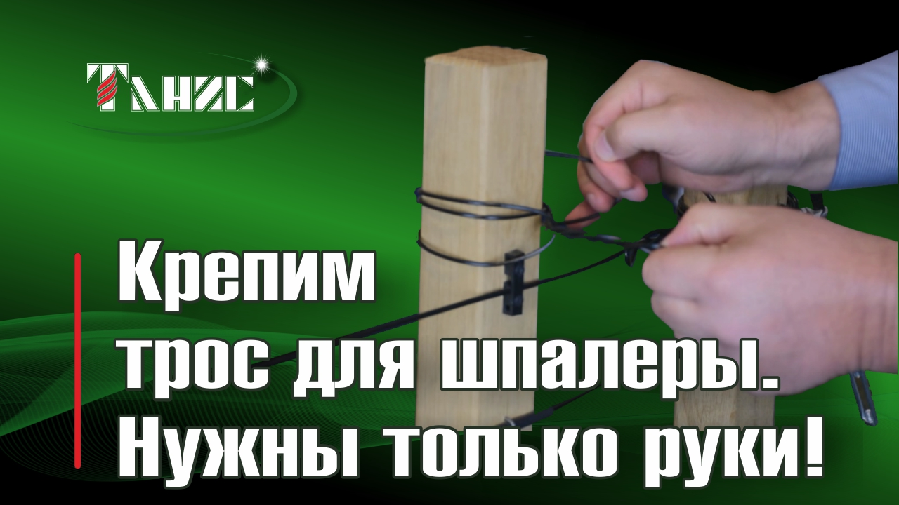 Правильно закрепляем трос для шпалеры на якорные столбы. Только руки, без всяких приспособлений!