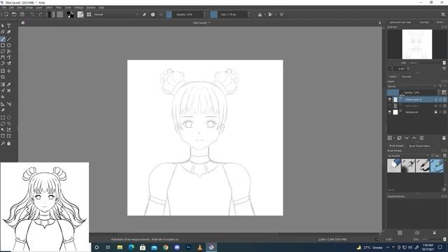 how to draw anime in krita || sketching and lineart tutorial || digital art tutorial