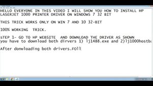 How to install HP laserjet 1000 printer drivers on WIndows 7 and Windows 10 32-bit -2021