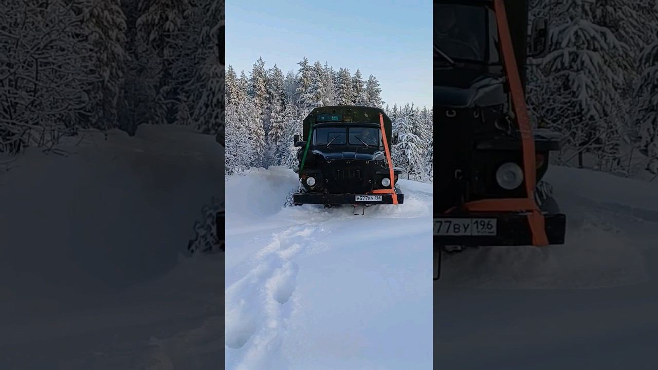 Урал 4320 по метровому снегу #бездорожье #газ66 #урал4320 смотреть онлайн