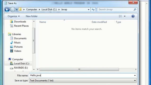 hello world java Program Using NotPad