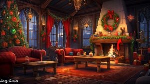 Light Wind, Falling Snow & Crackling Fire in a Cozy Room with Stunning View - Winter Ambience