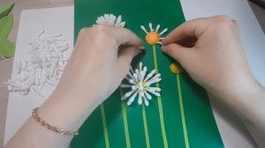 аппликация из ватных палочек ЦВЕТЫ