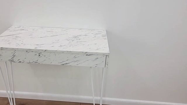 Туалетный столик-консоль Мрамор белый + белые ножки смотреть онлайн