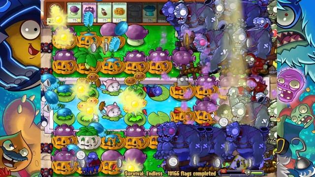 Plants vs Zombies Survival Endless 10000 plus Flags - Cobless Strategy смотреть онлайн