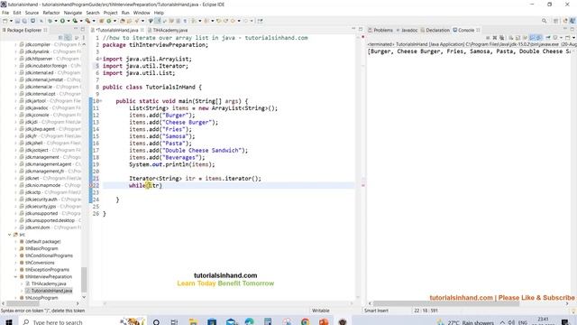 traverse through arraylist java using iterator | iterate over arraylist in java