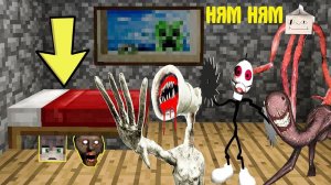 НУБ И БАБКА ГРЕННИ СПРЯТАЛИСЬ ПОД КРОВАТЬЮ ОТ ВСЕХ SCP МОНСТРОВ В МАЙНКРАФТ