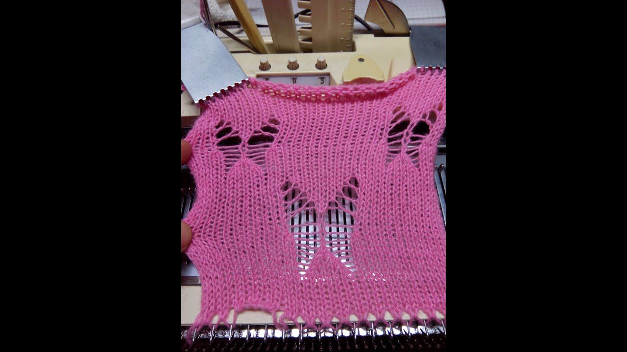 Простой узор бабочки на любой вязальной машине. смотреть онлайн