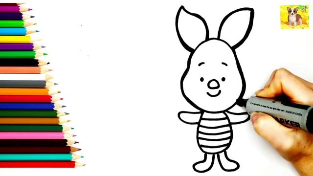 Как нарисовать Пятачок/Раскраска для малышей/Пятачок смотреть онлайн