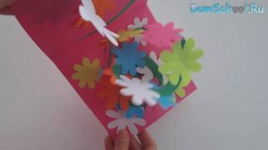 Видео пошагового создания объёмной открытки с цветами