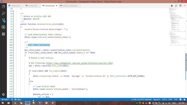 #9 #CodeIgniter 3 - Rest Server Library #API - Delete an Article with User Authorization