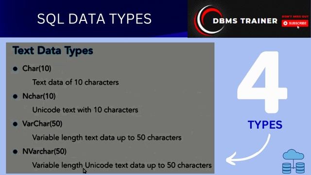 TABLE STRUCTURE & SQL DATA TYPE || Video12 || DBMS Trainer
