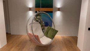 Bubble chair - прозрачное круглое подвесное кресло закрепелленое к потолку, интерьер, отзыв, обзор