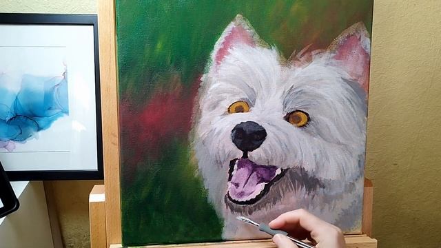 White Dog Portait Painting with Daler Rowney Acrylic Paint / Time-Lapse смотреть онлайн
