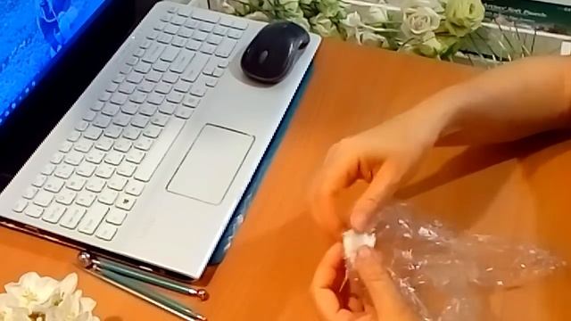 1 и 2 части. Цветущая веточка яблони из холодного фарфора.Сердцевинка цветка, цветок. Мастер–класс.