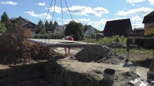Строительство погреба. Монтаж плиты перекрытия